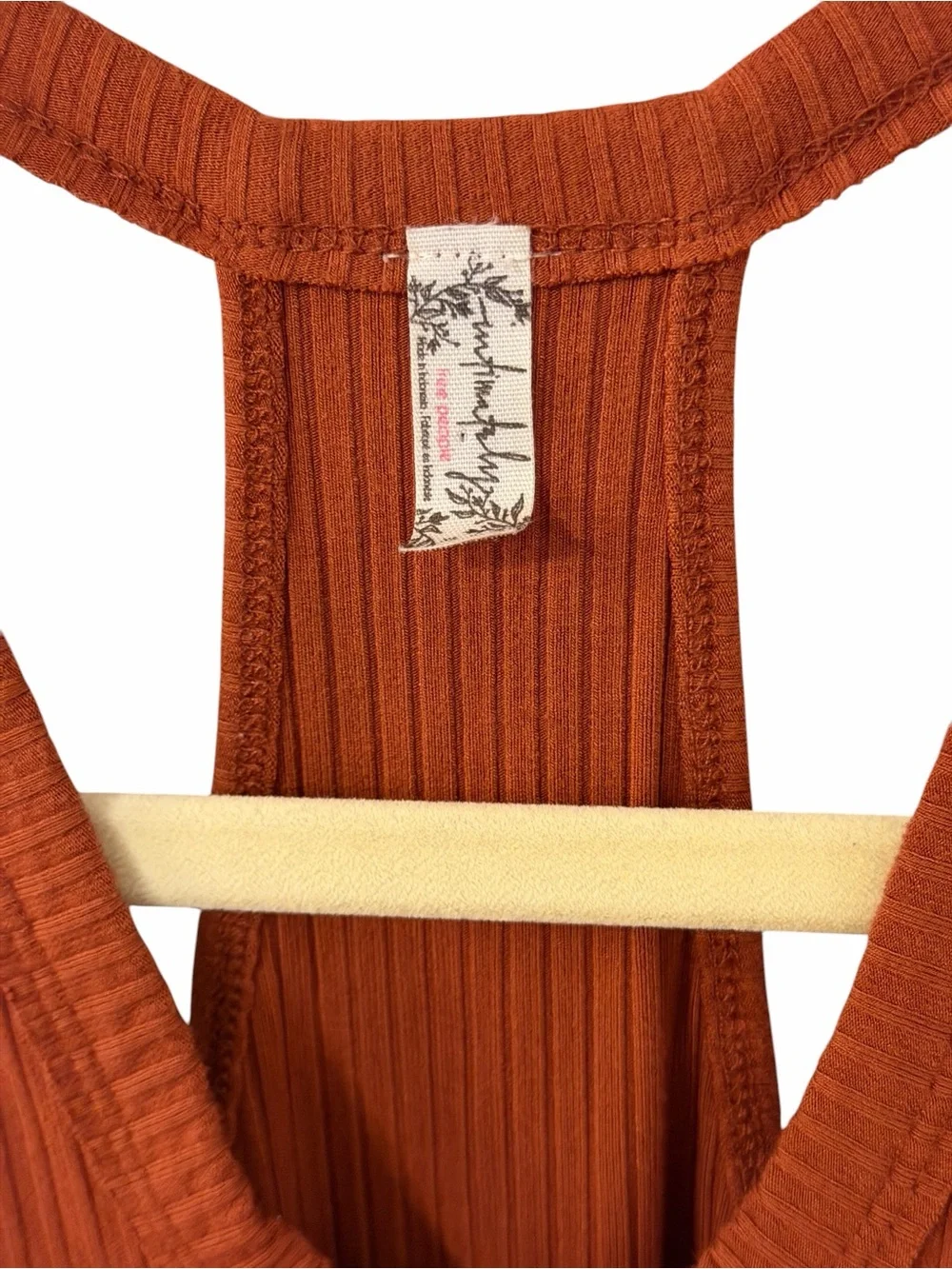 Free People Intimately‎ Speed Dial Ribbed Bodysuit Rust Orange XS